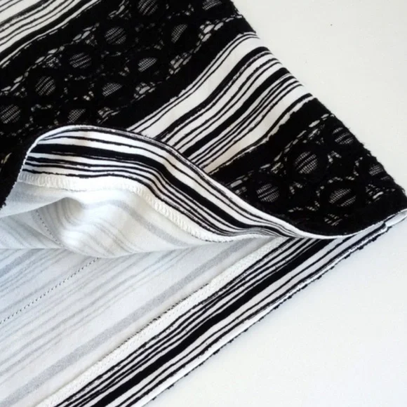 Ann Taylor White Black Stripe Lace Rayon Nylon Sleeveless Classic Shift Dress 2 - Picture 9 of 14